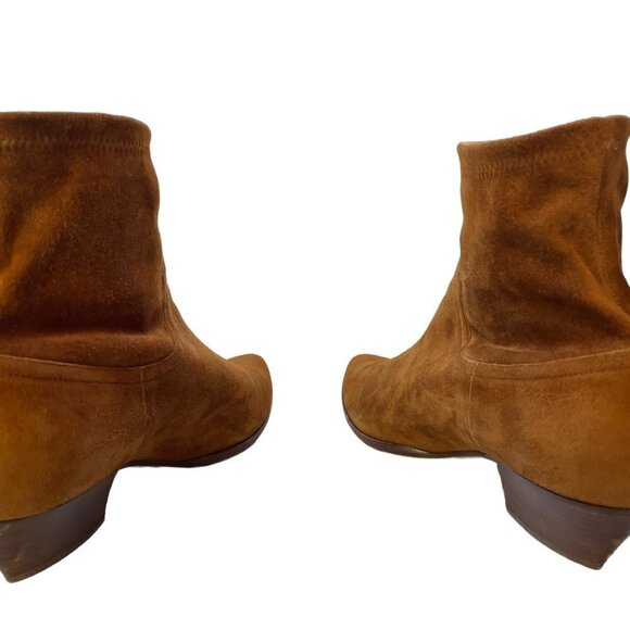 Tamara Mellon Go West Suede Stretch Ankle Bootie Boots Chestnut Brown Size 11 - Picture 7 of 12